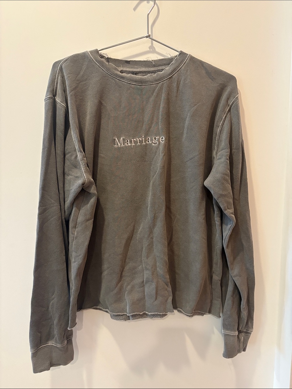 Marriage Embroidered Gray Crewneck Sweatshirt